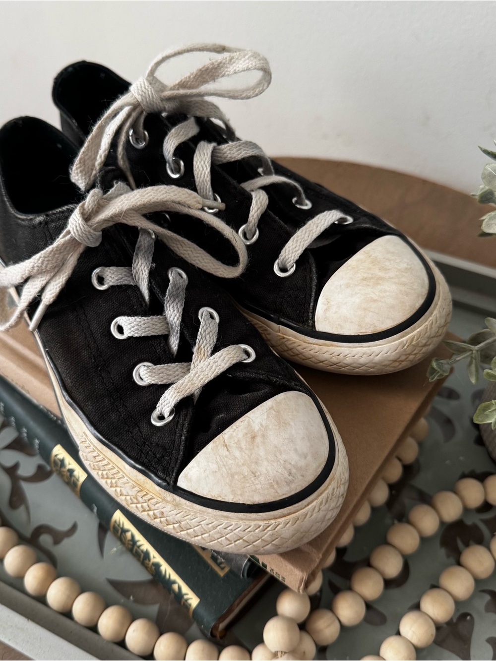 Converse Black Low-Top Kids Sneakers with White Accents